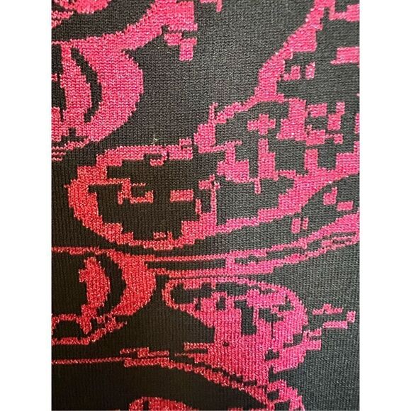 Berry Glitter & Black Bodycon Knit Bandage Sweater Mini Dress XOXO Vintage y2K S - Picture 6 of 6